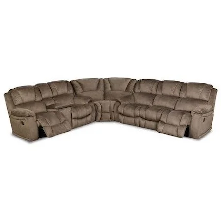 Casual Super Wedge Reclining Sectional with Pillow Arms